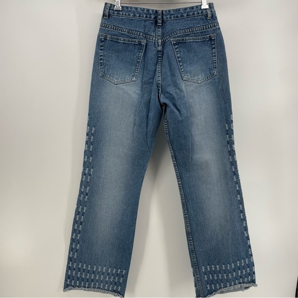 Wild Secret Juniors High Waist Jeans Blue Denim Textured Y2K 11 - Picture 5 of 8